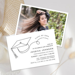 Invitación Moderna y sencilla foto de una fiesta de graduació