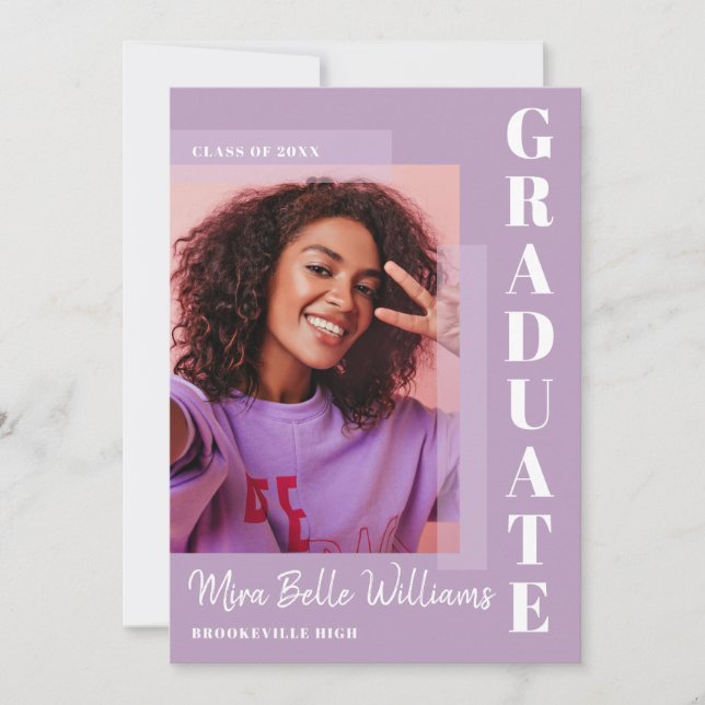 Invitación Moderna y sencilla imagen de Cassis de Graduación (Anverso)