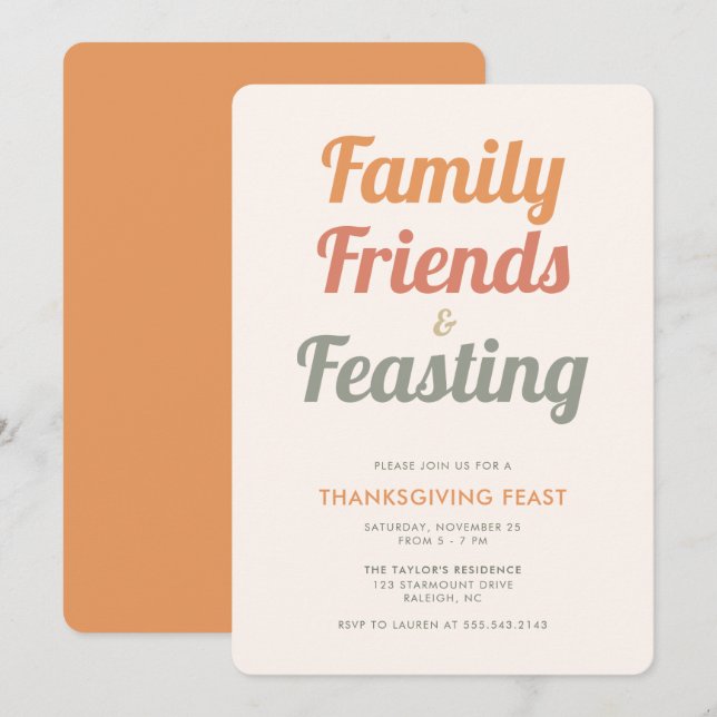 Invitación moderna y sencilla para la cena de la f (Anverso / Reverso)