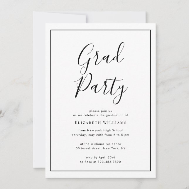 invitación moderna y sencilla para una fiesta de g (Anverso)