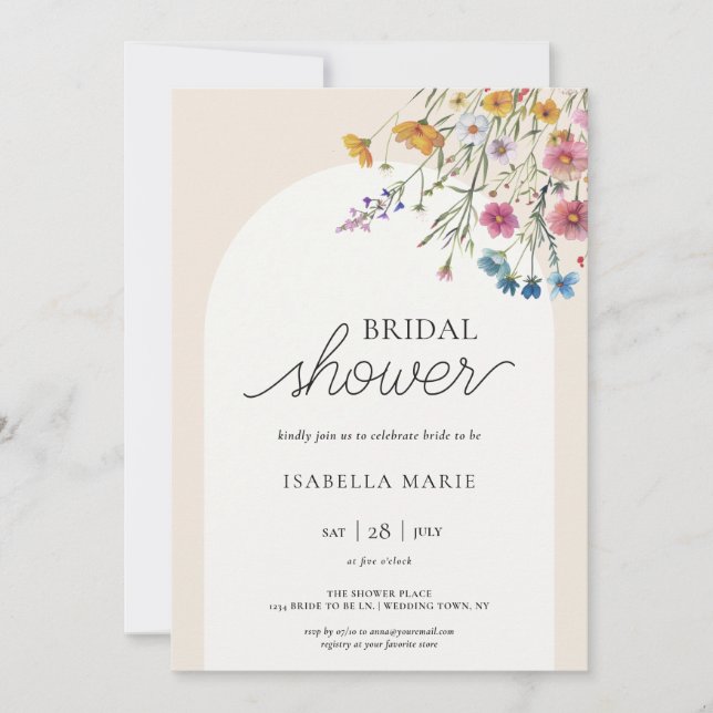Invitación moderna y simple a la ducha de novia fl (Anverso)
