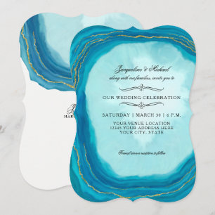 Invitación Moderna y simple agata azul Geode Typografía Gem R