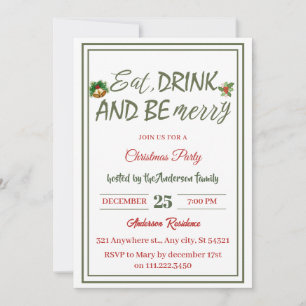 Invitación Moderna y simple bebida de comer sé feliz Fiesta d