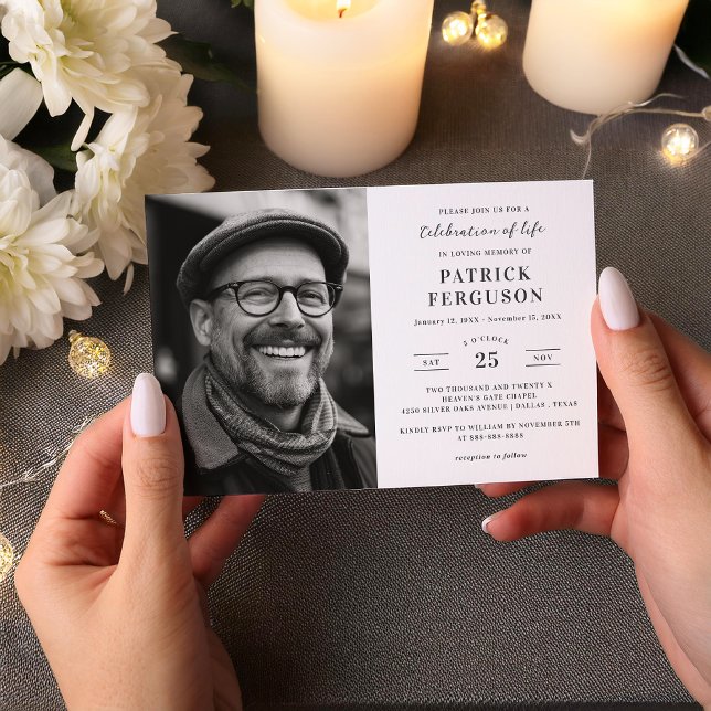Invitación Moderna Y Simple Celebración De La Vida Foto Funer (Subido por el creador)