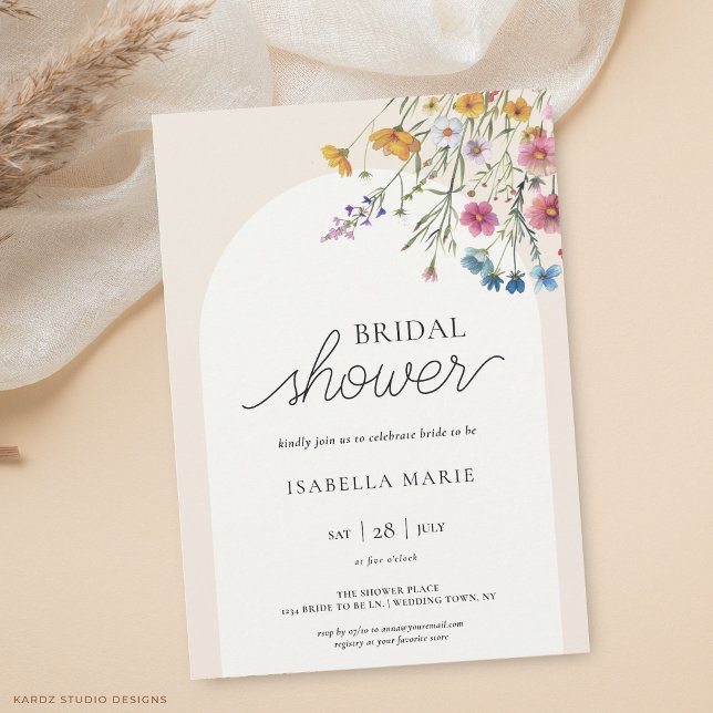 Invitación moderna y simple de lluvia de flores pa (The front of the invitation is shown at 5x7-inch size. Choose size, paper, + corner style.)