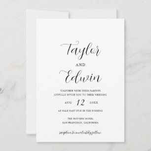 Invitación Moderna Y Simple En Un Boda