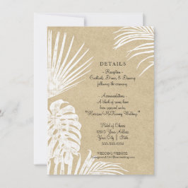 Invitación Moderna Y Simple Kraft Tropical Leaf Beach Wedding