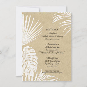 Invitación Moderna Y Simple Kraft Tropical Leaf Beach Wedding