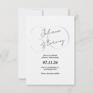 Invitación moderna y simple para cumpleaños 30