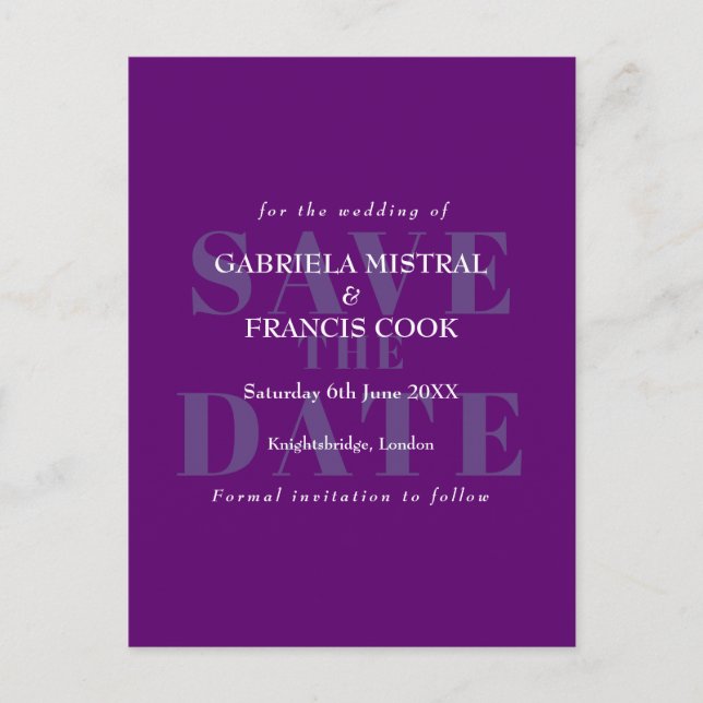 Invitación moderna y simple para guardar la fecha (Anverso)