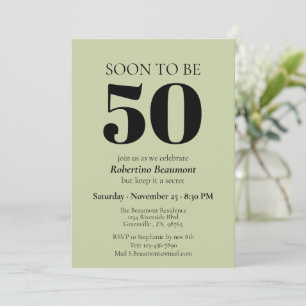 Invitación Moderna y simple sorpresa verde 50 cumpleaños