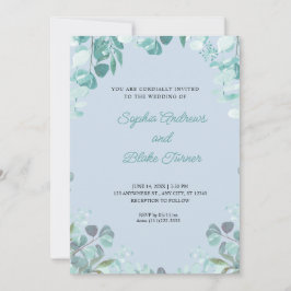 Invitación Moderna y sofisticada vegetación Boda azul enmarca