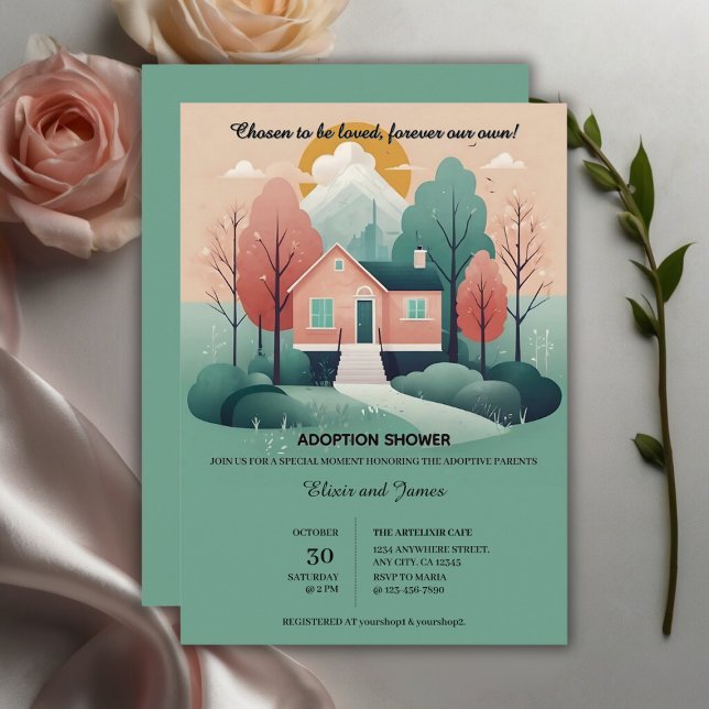 Invitación Moderna y suave para siempre adopción en casa duch (Subido por el creador)