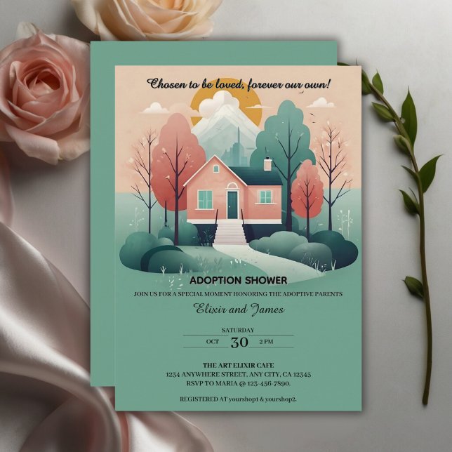 Invitación Moderna y suave para siempre adopción en casa duch (Subido por el creador)