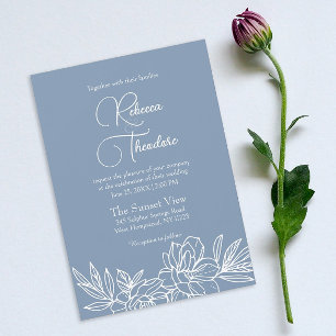 Invitación Moderna y turbia boda de primavera elegante azul
