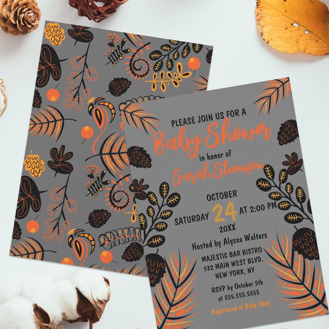 Invitación Moderna y vibrante caída botánica otoño Baby Showe (Subido por el creador)