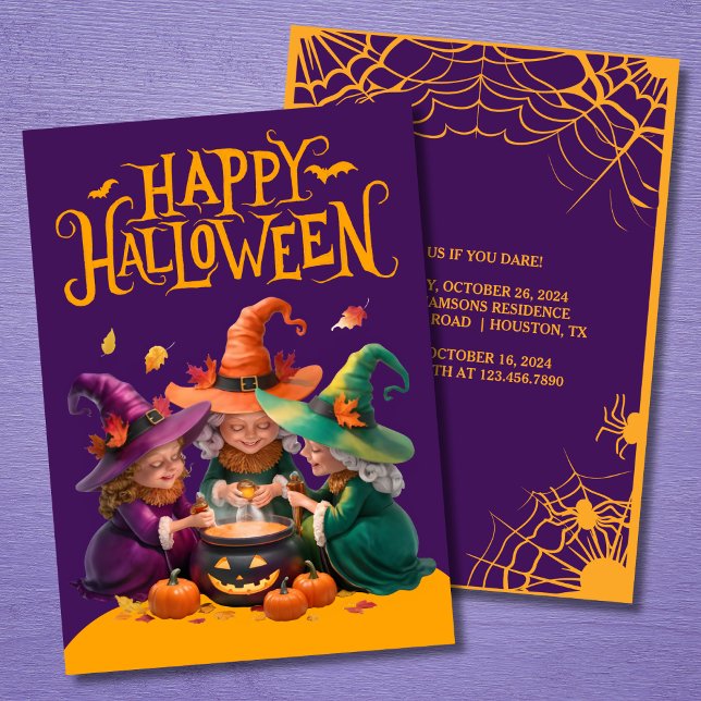 Invitación Modernas brujas de café que preparan una poción de (Subido por el creador)