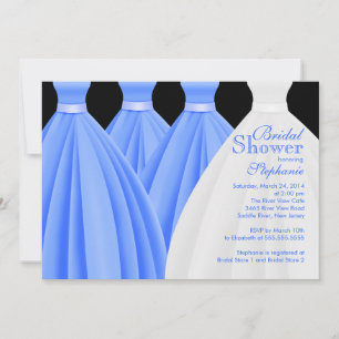 Invitación Modernas damas de honor azules vestido de novia du