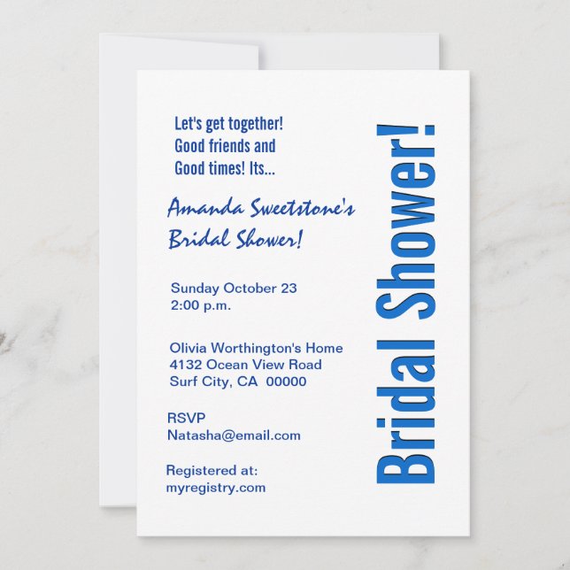 Invitación Modernas Estrellas Grunge Azul Cobalto Ducha Brida (Anverso)