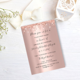 Invitación Modernas gotas Rosa de oro Boda de novias Chispas