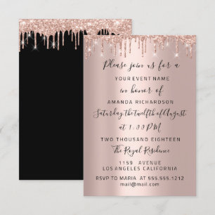 Invitación Modernas gotas Rosa de oro Boda de novias Chispas