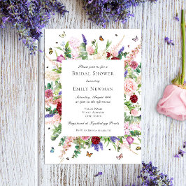 Invitación Modernas mariposas y ducha de novia floral