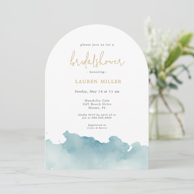 Invitación Modernas olas costeras Minimalistas Bridal Shower (Anverso de pie)