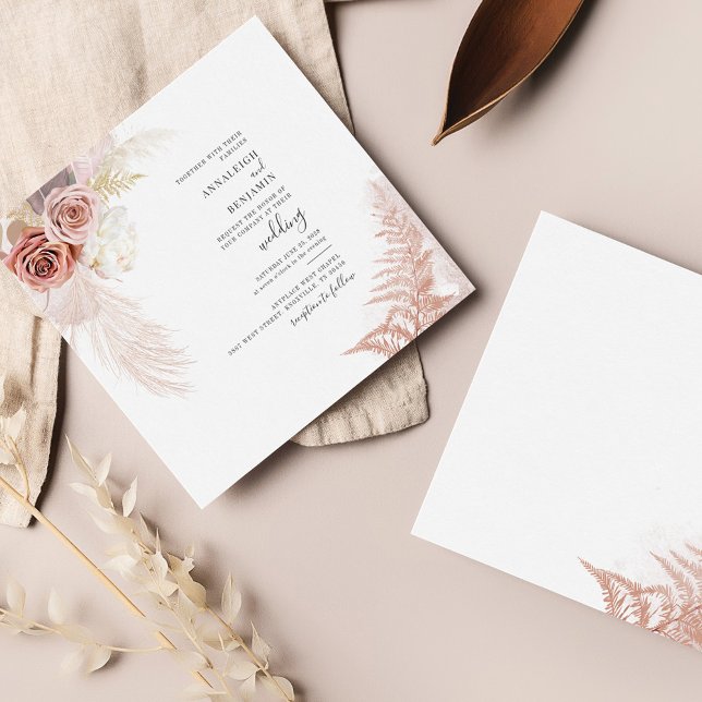 Invitación Modernas palmas secas de pampas Boda (Subido por el creador)