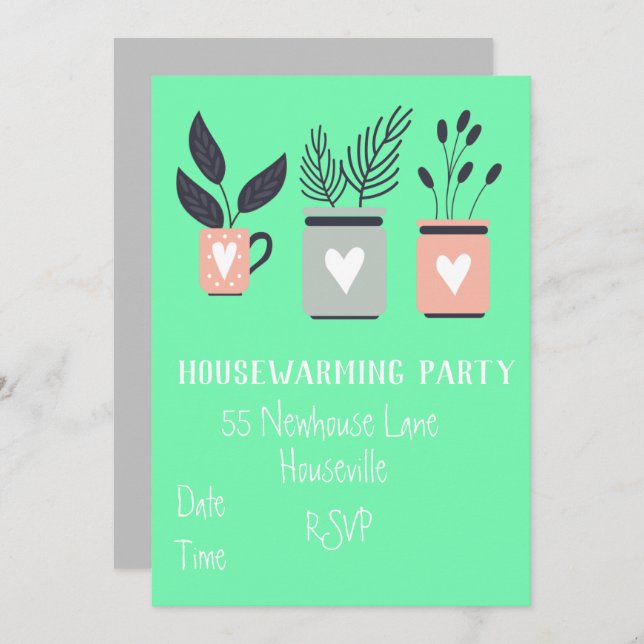 Invitación Modernas plantas en tonos pastel Fiesta de limpiez (Anverso / Reverso)