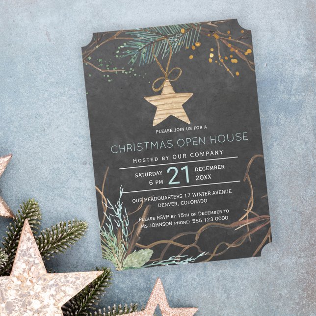 Invitación Modernas ramas de los bosques de invierno Navidade (Subido por el creador)