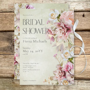 Invitación Modernas rosas rosadas y lilas duchas de novias ve