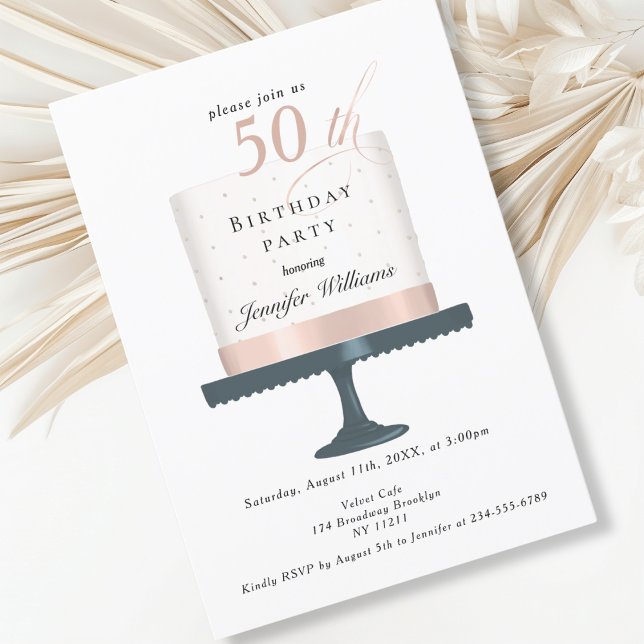 Invitación Modernes, elegante Einladung zum Geburtstag (Modern, elegant, white, birthday cake invitation.)