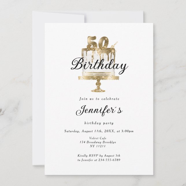 Invitación Modernes, elegantes 50. Einladung zum Geburtstag (Anverso)