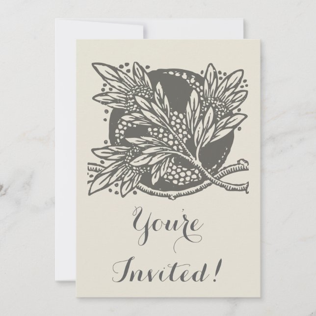 Invitación Modernidad Art Nouveau Sobriedad floral (Anverso)