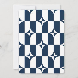 Invitación Modernidad azul y blanco de mediados de siglo