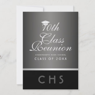 Invitación Moderno 10ª clase Reunión Plata Negro