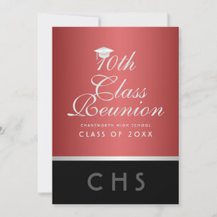 Invitación Moderno 10ª Clase Reunión Plata Roja Negro