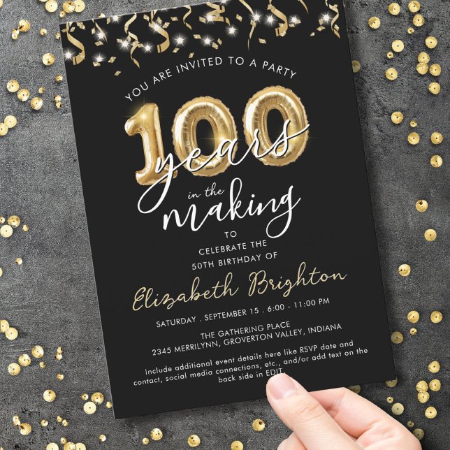 Invitación Moderno 100.º guión de cumpleaños Estiradores de g (Subido por el creador)