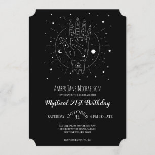 Invitación Moderno 21 Birthday Fortune Teller Palmistry Magic
