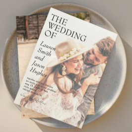 Invitación Moderno 2 Foto Boda de Boho Blanco y Negro