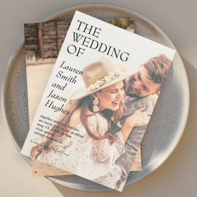 Invitación Moderno 2 Foto Boda de Boho Blanco y Negro (Subido por el creador)