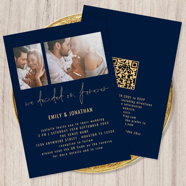 Invitación Moderno 2 Foto Código QR Boda de oro de la Marina (Subido por el creador)
