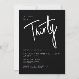 Invitación Moderno 30° Treinta y Treinta Años de Negrura