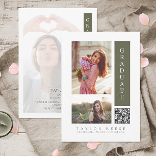 Invitación Moderno 3Graduación fotográfica QR Código ID1099