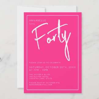 Invitación Moderno 40.ª Treinta y Treinta Fiesta de cumpleaño