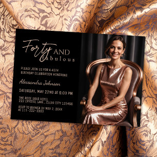 Invitación Moderno 40 y fabuloso Rosa de fotografía Gold 50 c