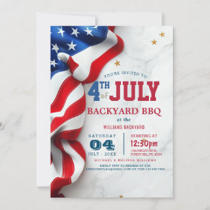 Invitación Moderno 4 de Julio Backyard BBBQ I Bandera