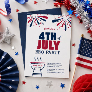 Invitación Moderno 4 de julio Fiesta de barbacoa
