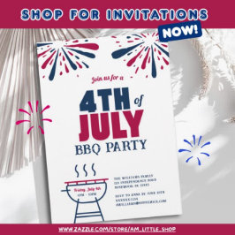 Invitación Moderno 4 de julio Fiesta de barbacoa