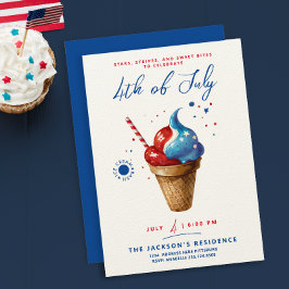 Invitación Moderno 4 de julio Ice Cream Bandera de Estados Un